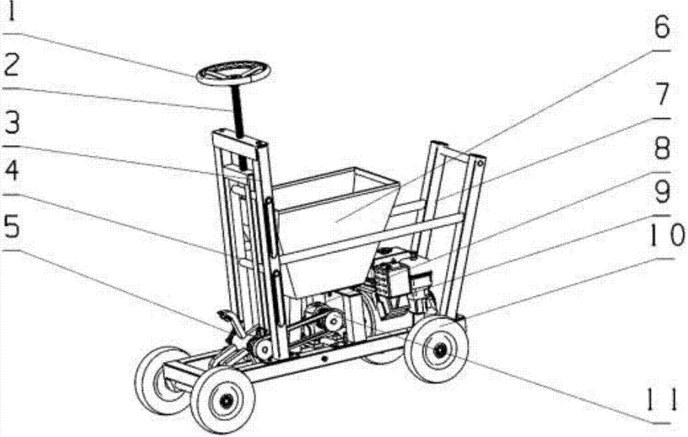 Small ditching and fertilization integrated machine for tea trees