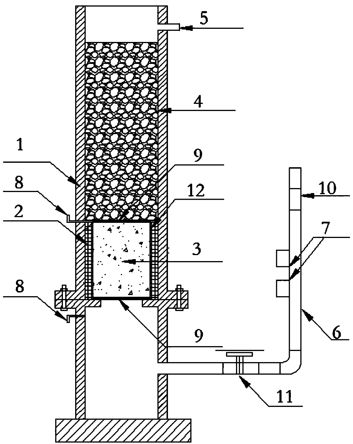 Blocking test device and method for water-permeable concrete pile in piping soil foundation