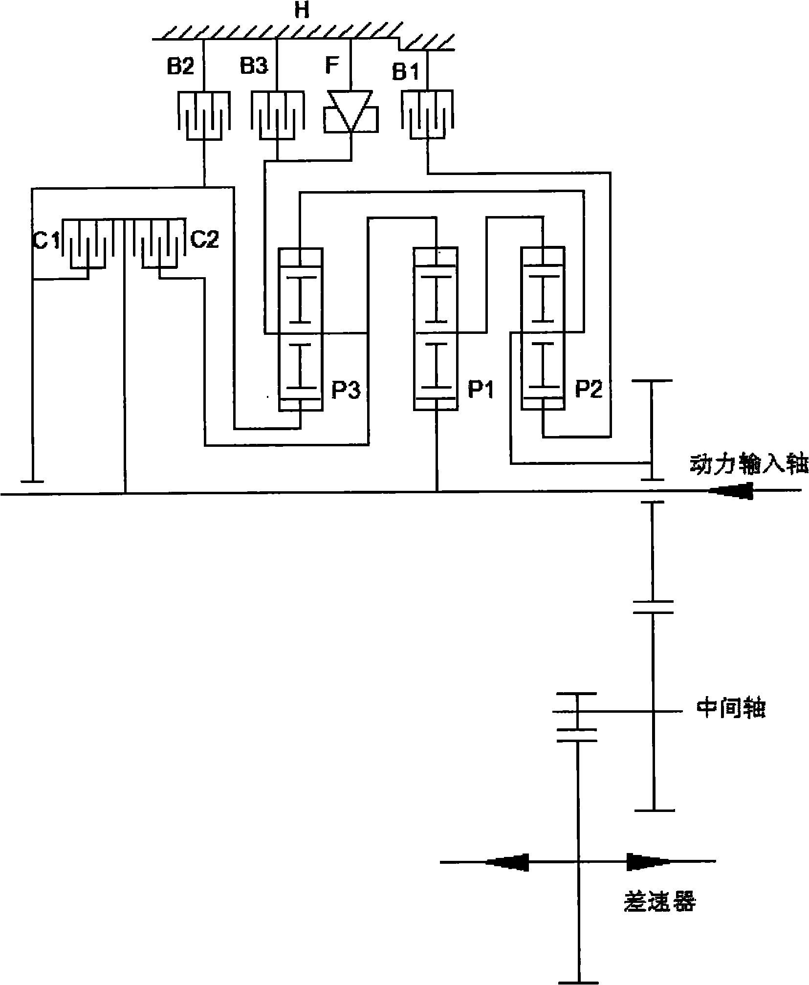 Arrangement of 6AT power drive system