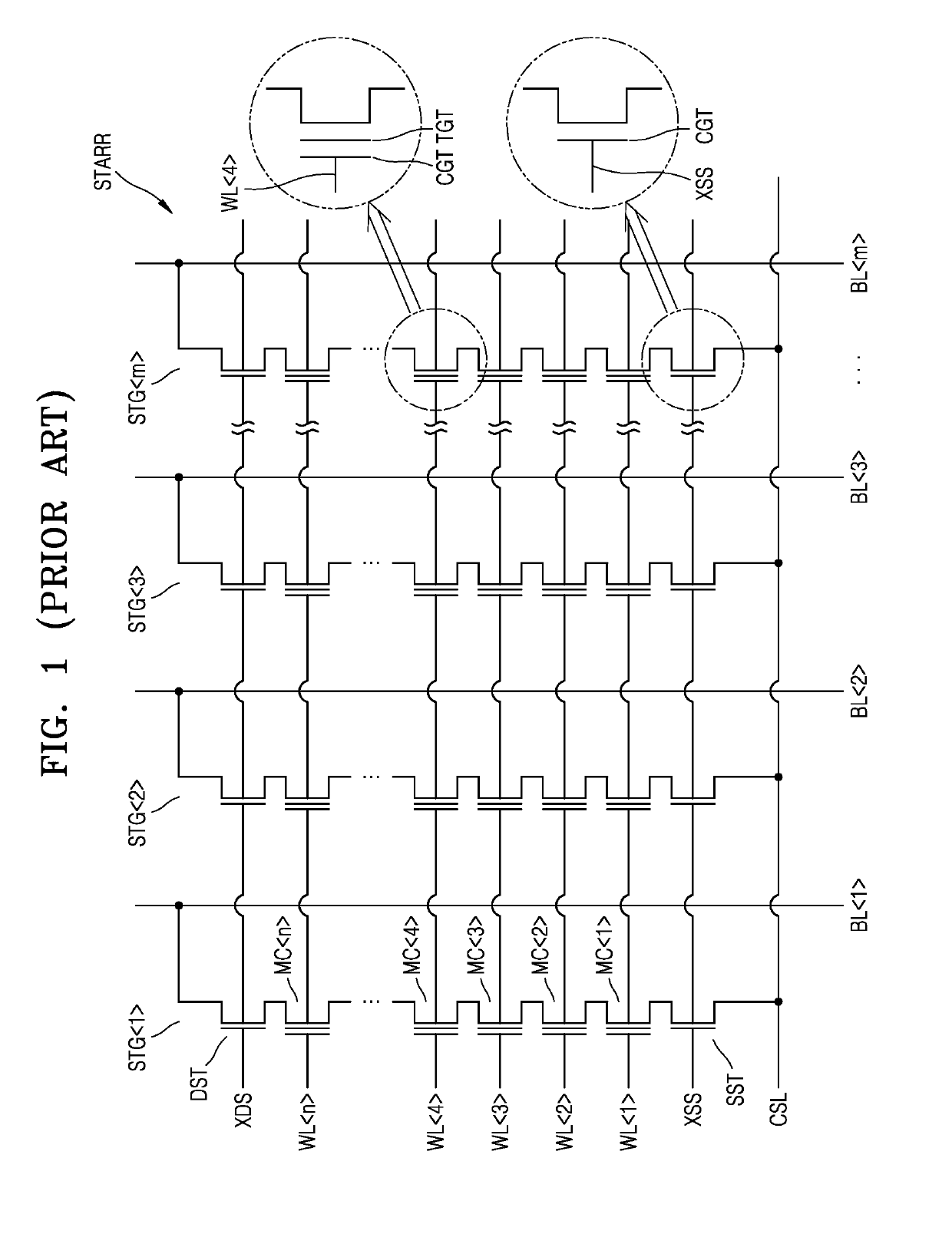 NAND flash memory device having facing bar and method of fabricating the same