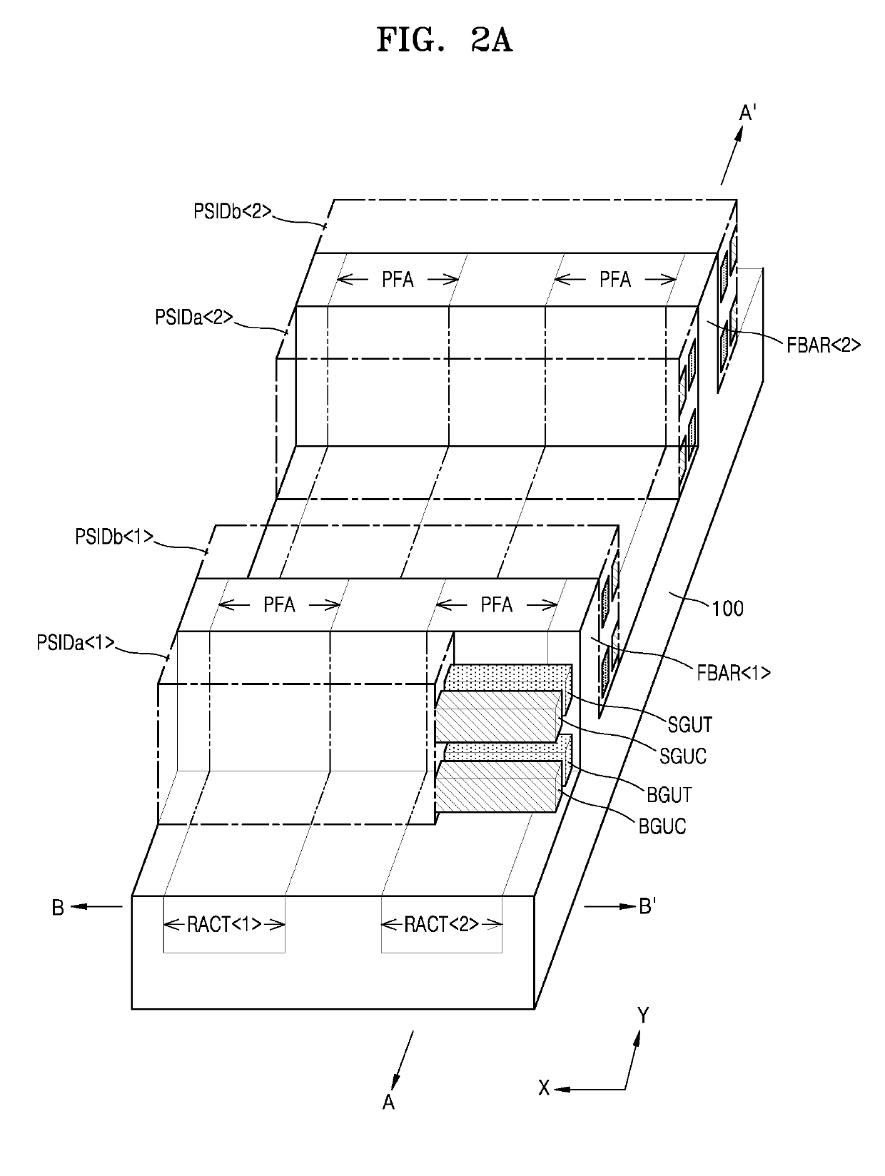 NAND flash memory device having facing bar and method of fabricating the same