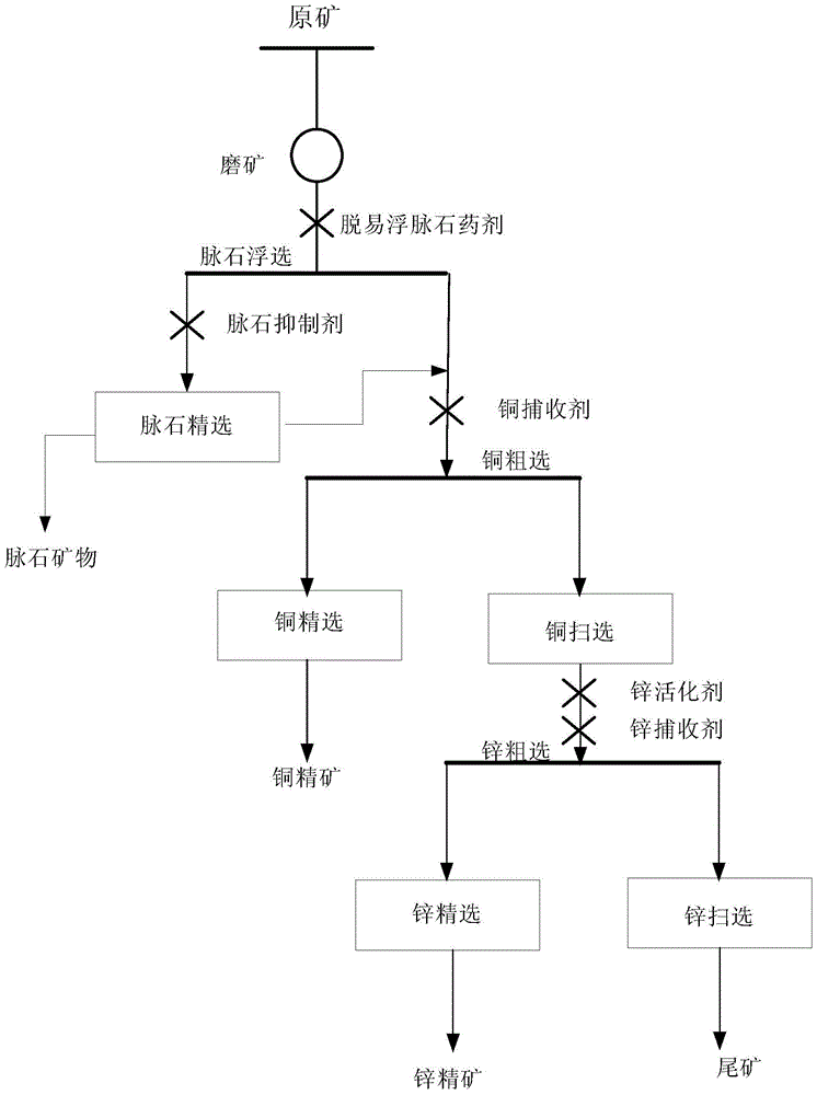 A kind of beneficiation method of copper-zinc ore containing easy pumice gangue