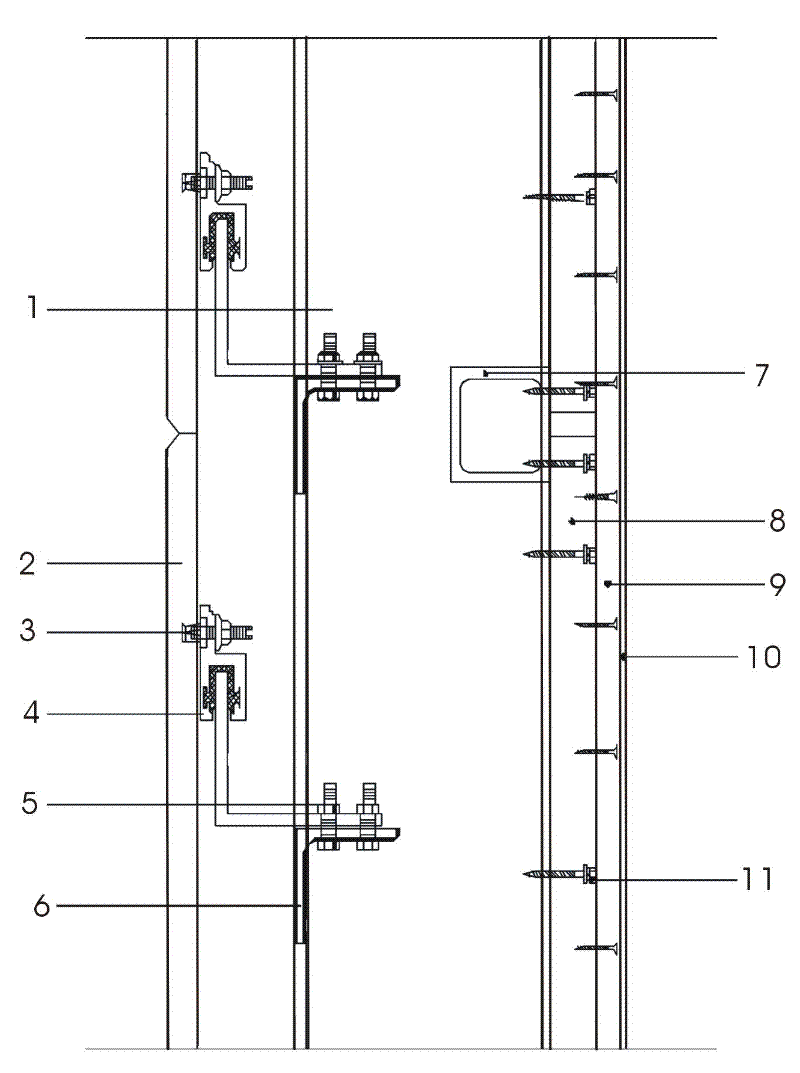 Large-area bolted tile dry-hanging construction method