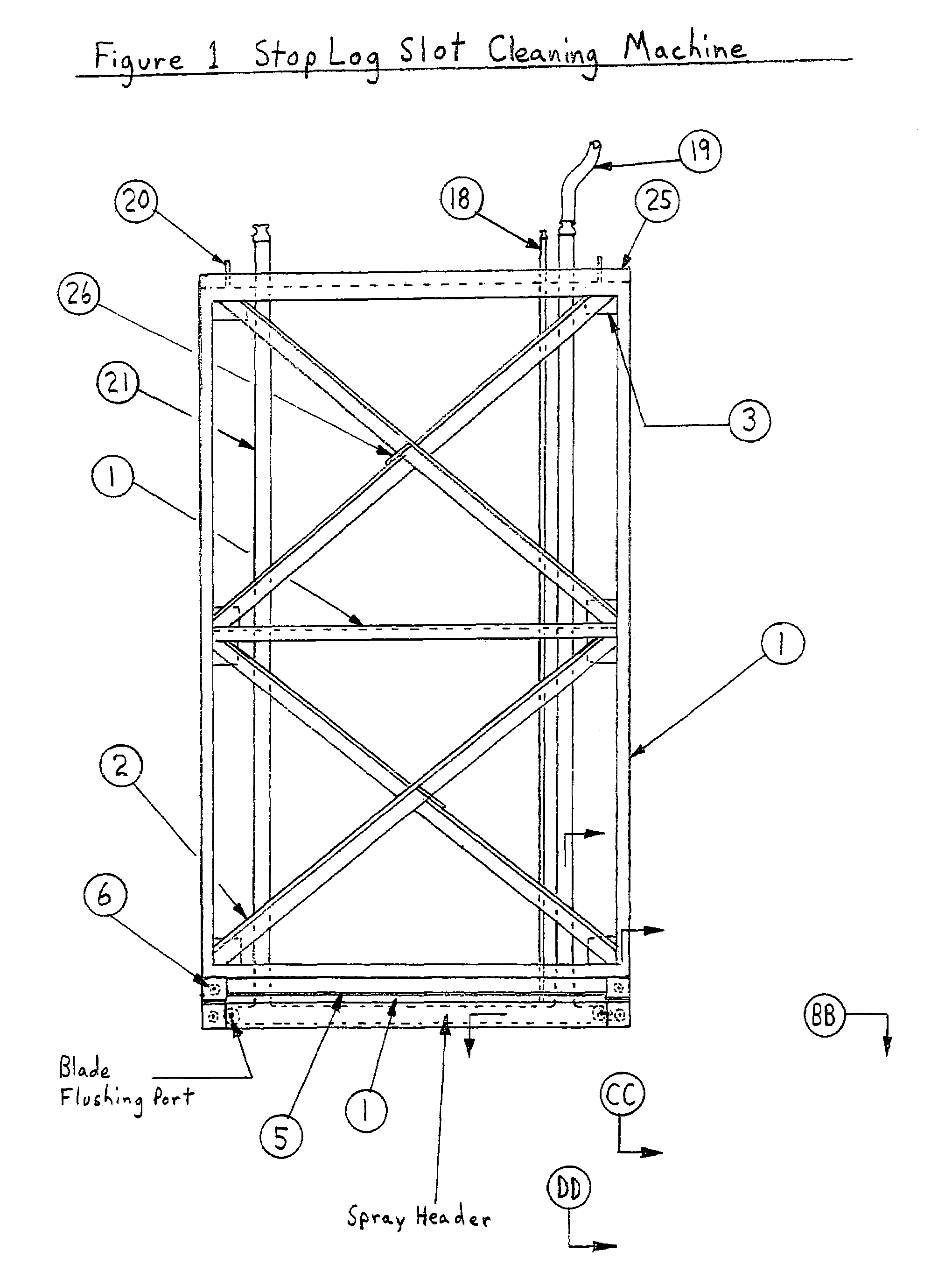 Method and apparatus for stop log slot/guide sealing surface cleaning