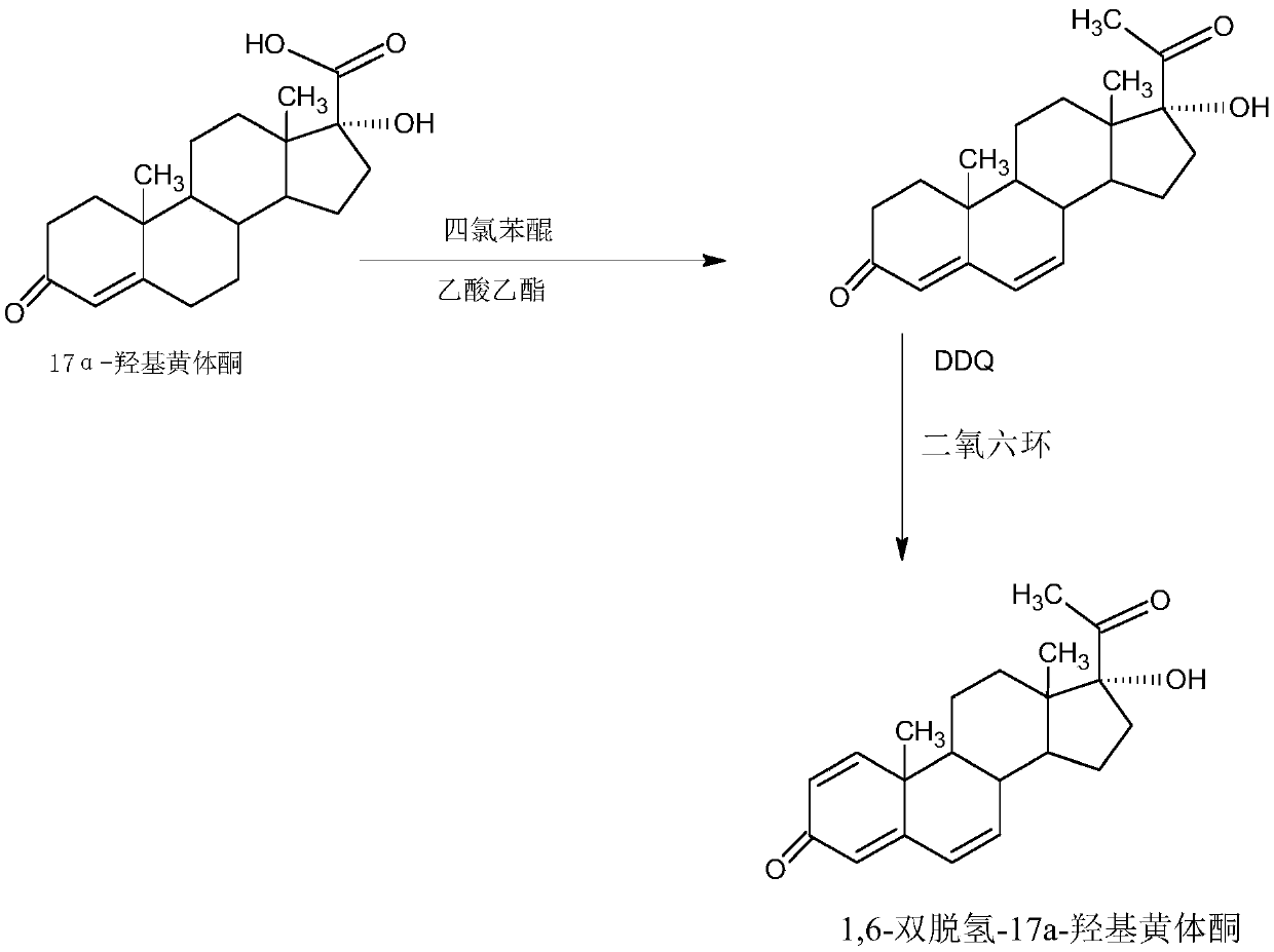 Method for preparing 1,6-bi-dehydrogenized-17a-hydroxy progesterone