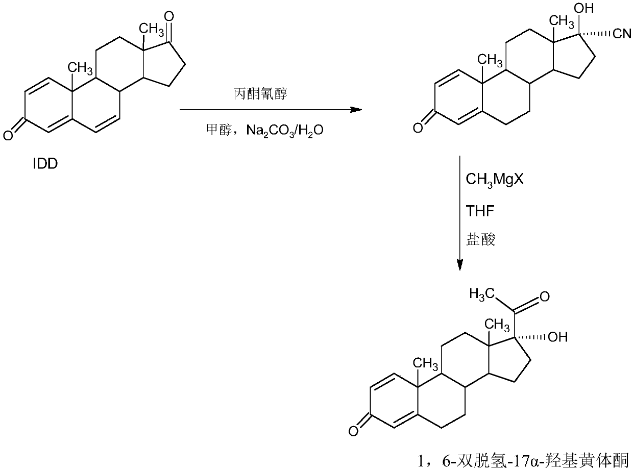 Method for preparing 1,6-bi-dehydrogenized-17a-hydroxy progesterone