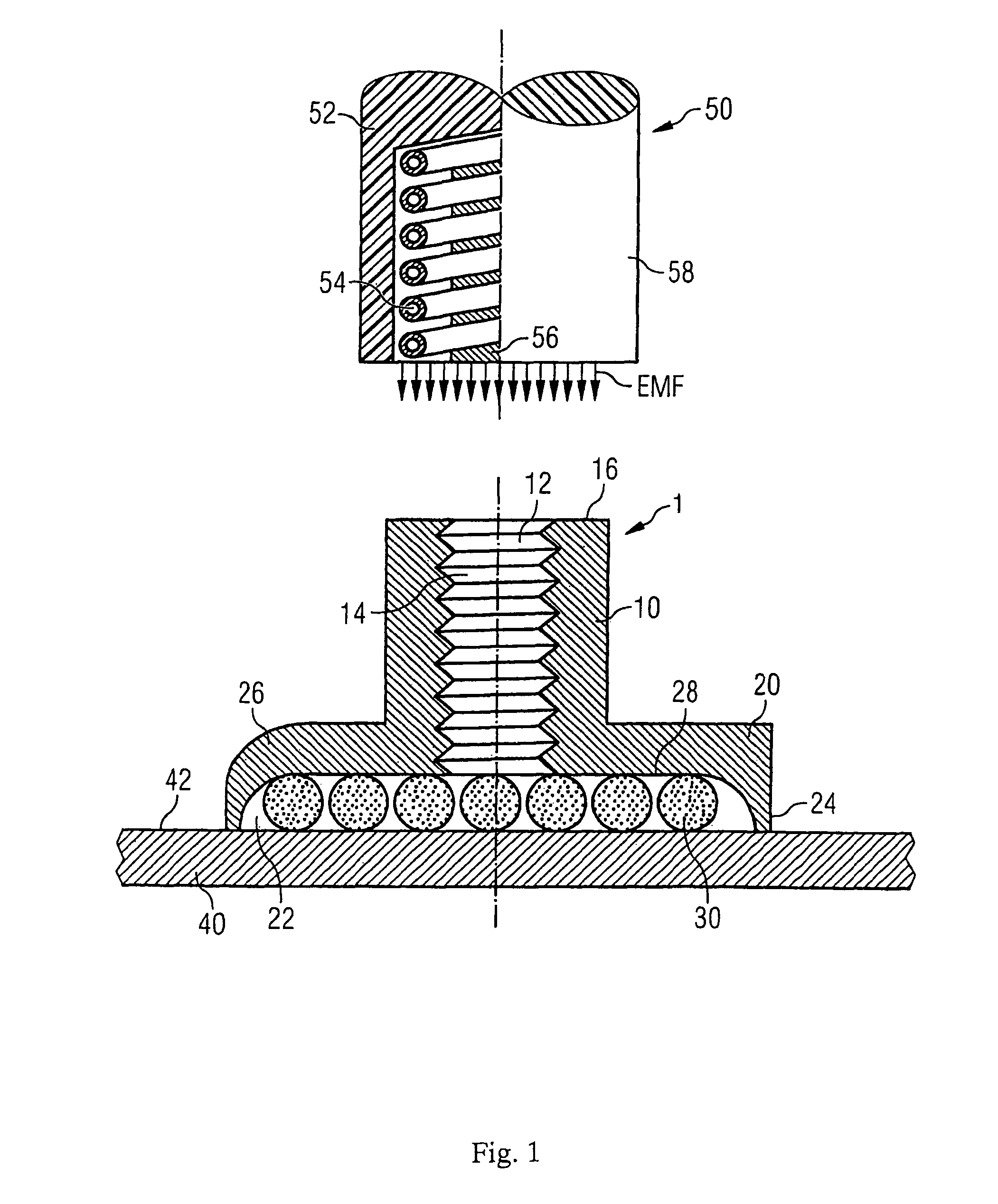 Joining element and method for its attachment on a surface