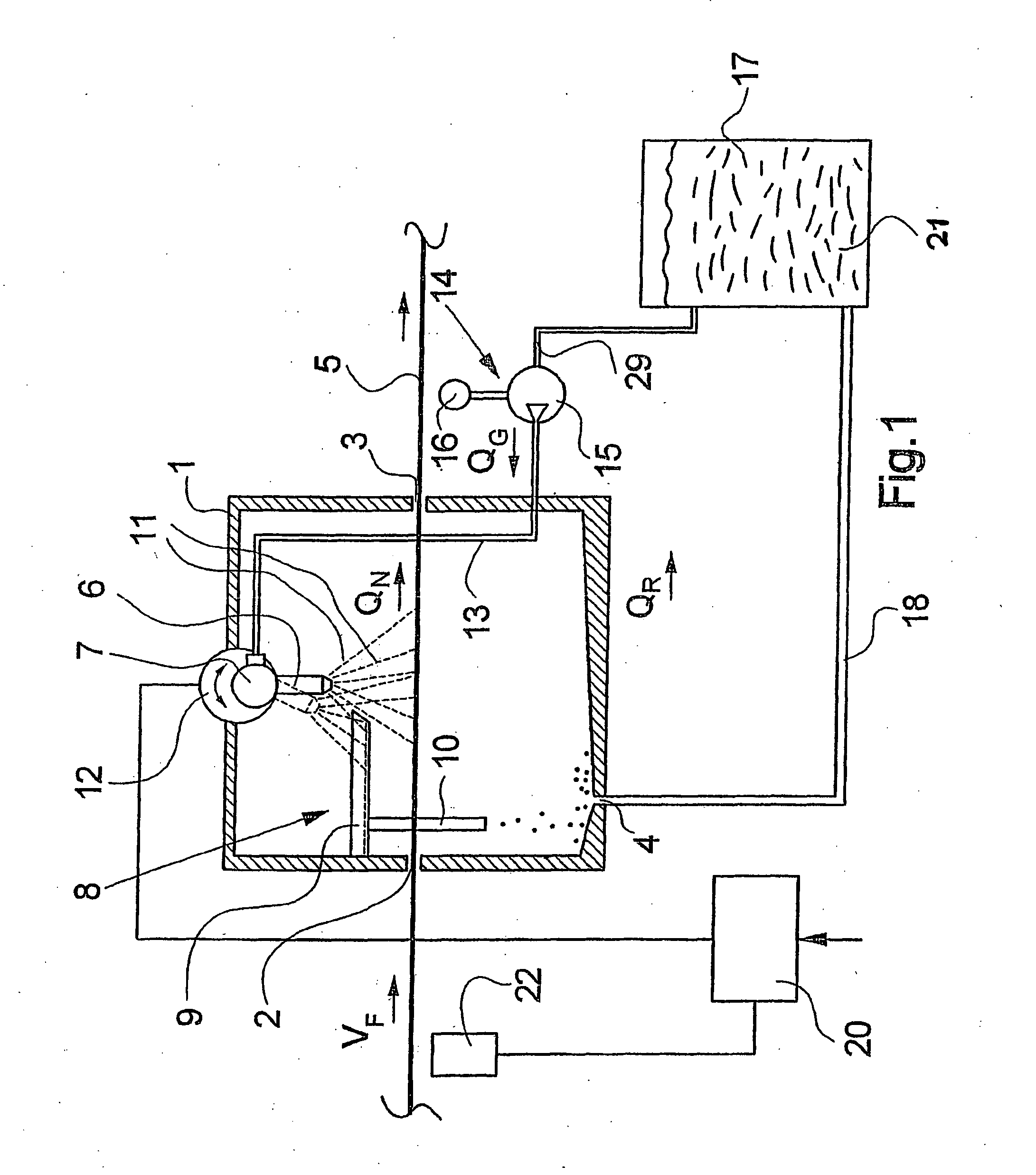 Method and apparatus for wetting a running filament strand