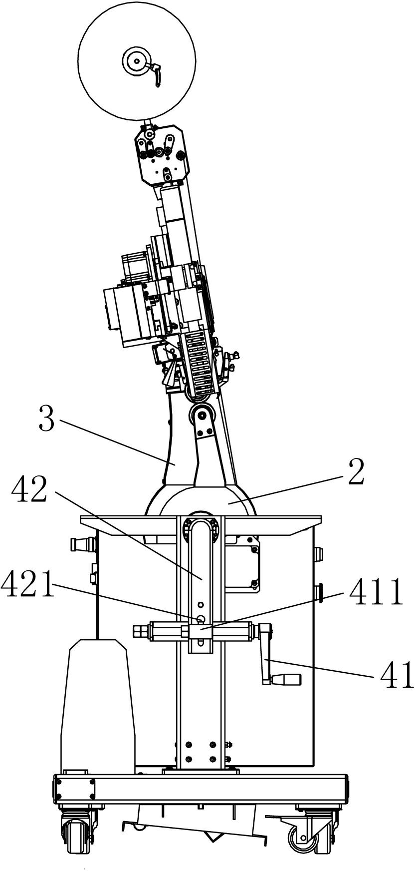 Rotating structure of bevel gauge and lower prop of hot air seam sealing machine