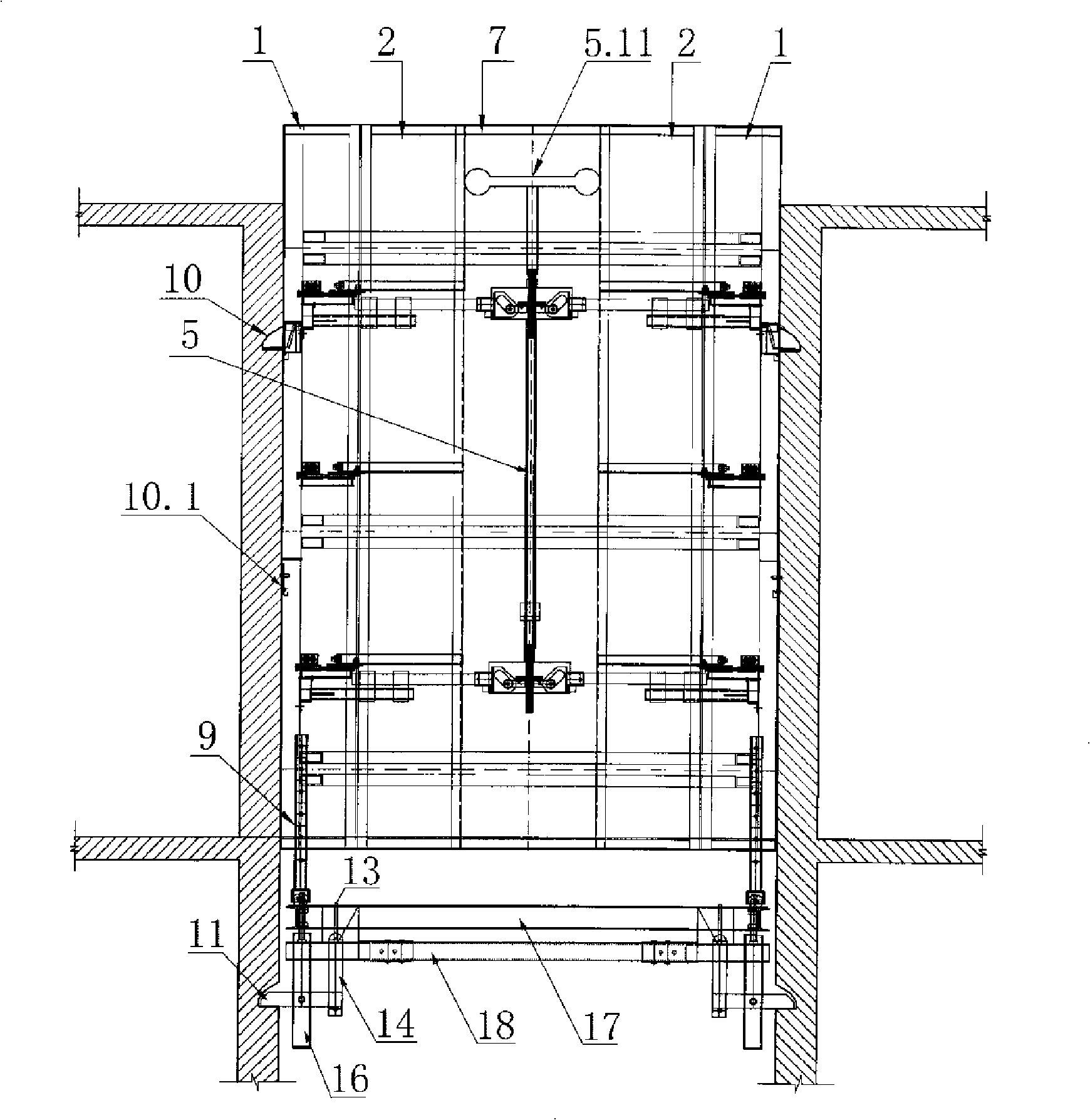 Tools-type barrel formwork and following platform whole set device