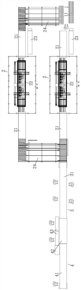 Cabinet door plate machining system and material distributing and drilling line arrangement method thereof
