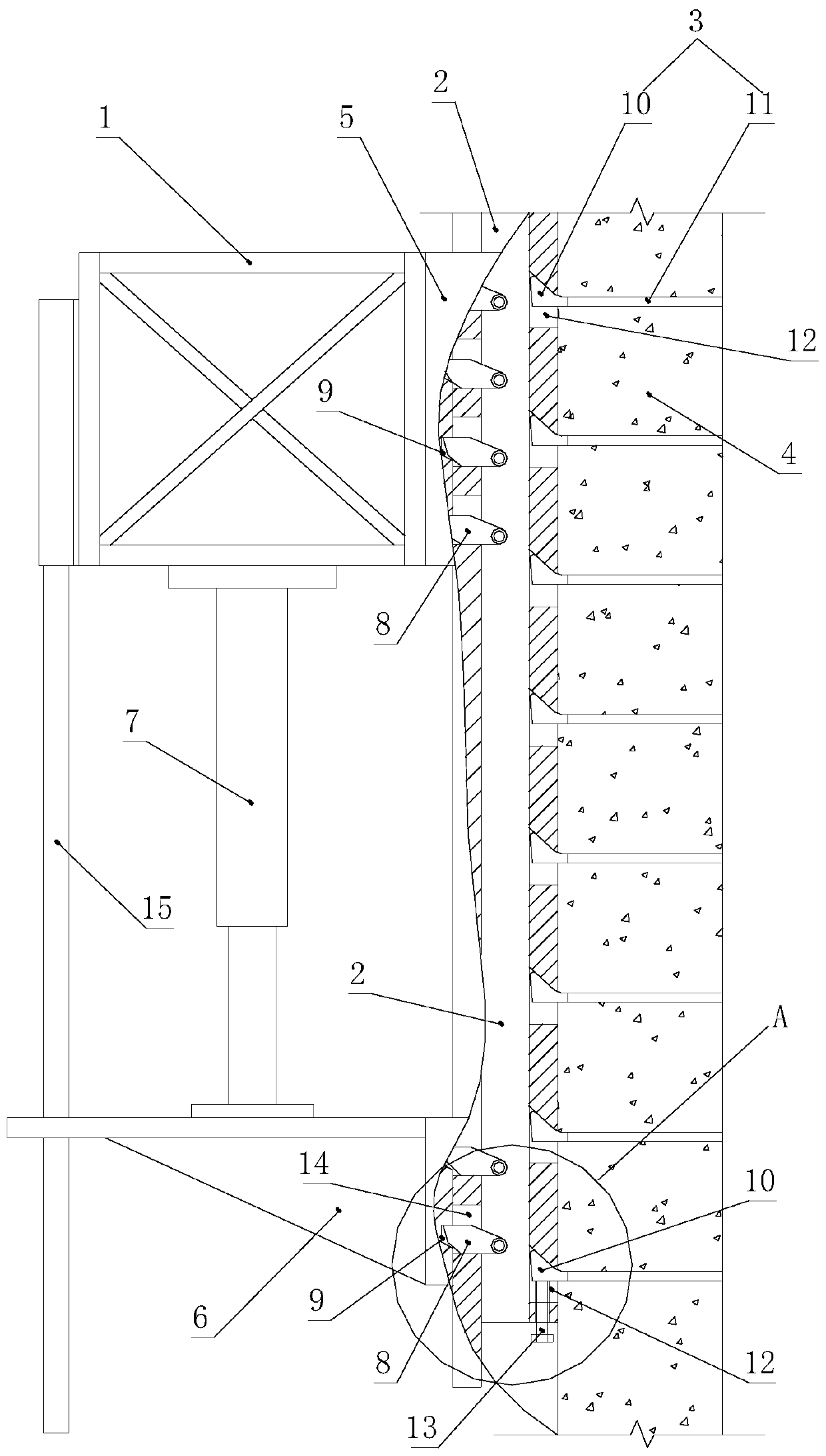Detachable tower crane climbing device and construction method