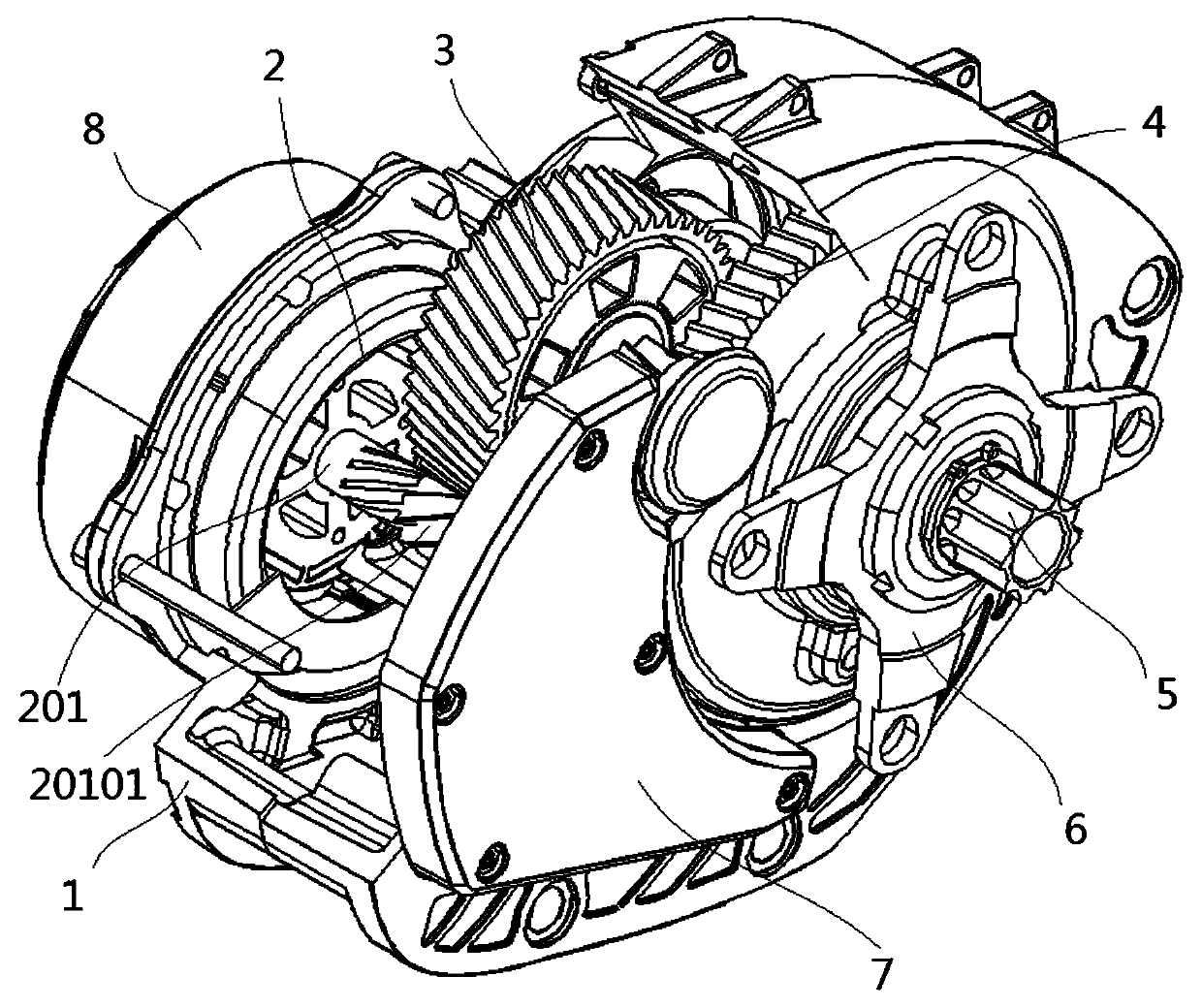 Two-stage transmission middle motor of moped
