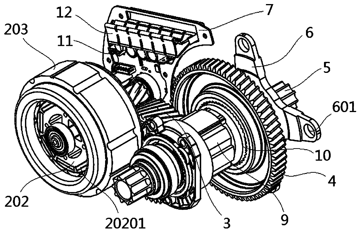 Two-stage transmission middle motor of moped