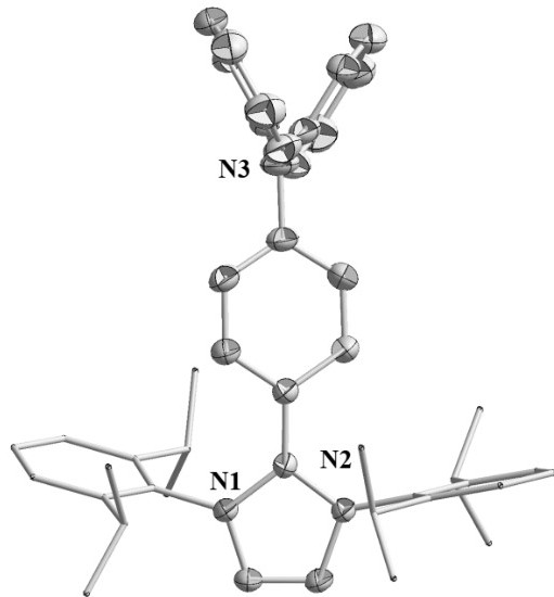 Synthesis method of N-heterocyclic carbene fluorescent free radical compound