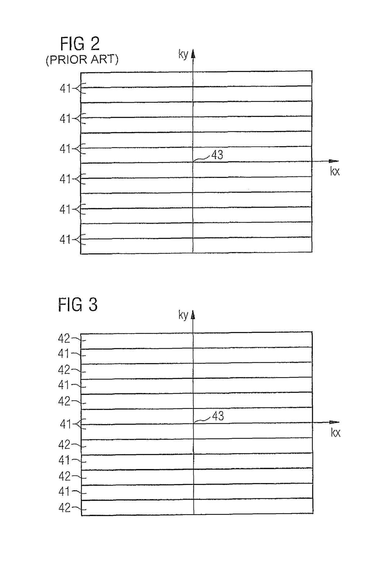 Method and magnetic resonance apparatus with reduction of audible noise by shortening the acquisition time for individual interior k-space lines