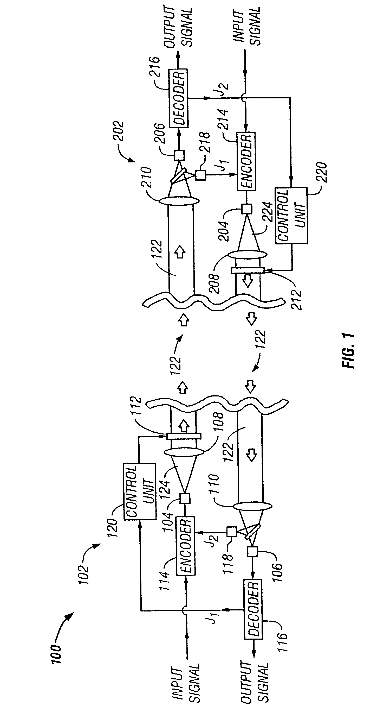 Adaptive correction of wave-front phase distortions in a free-space laser communication system and method