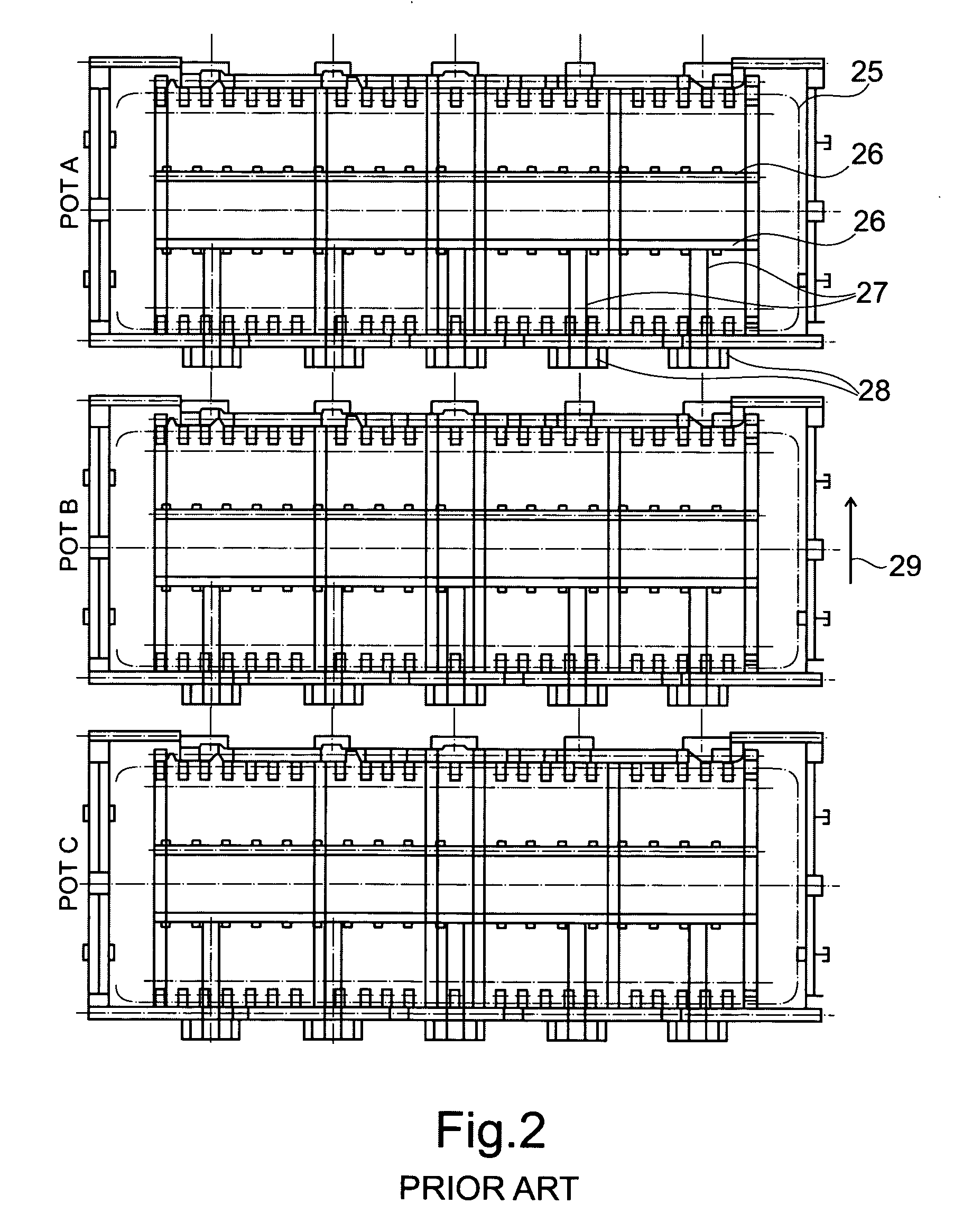 Process for online power cut out of an aluminum reduction cell