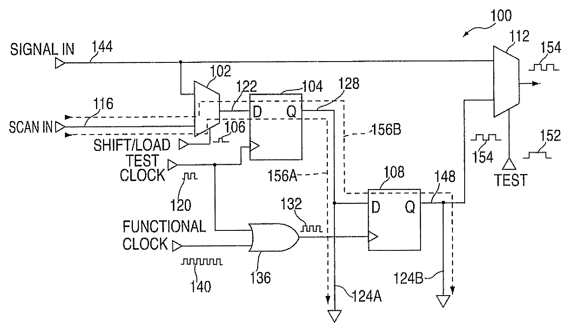 Scan chain circuitry that enables scan testing at functional clock speed