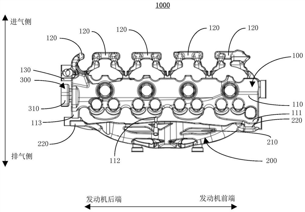 Engine cylinder head water jacket and engine