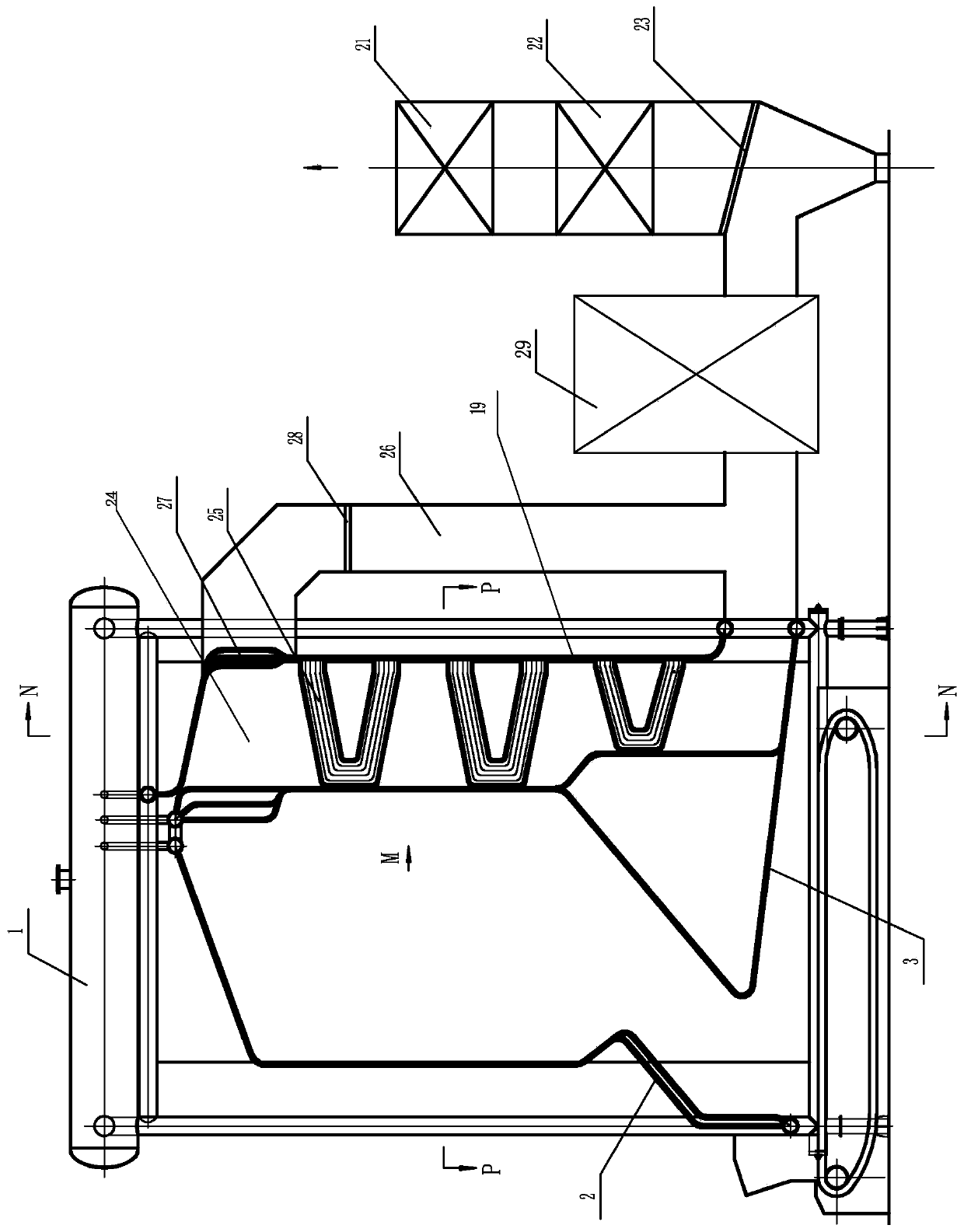 Large-capacity longitudinal corner tube boiler