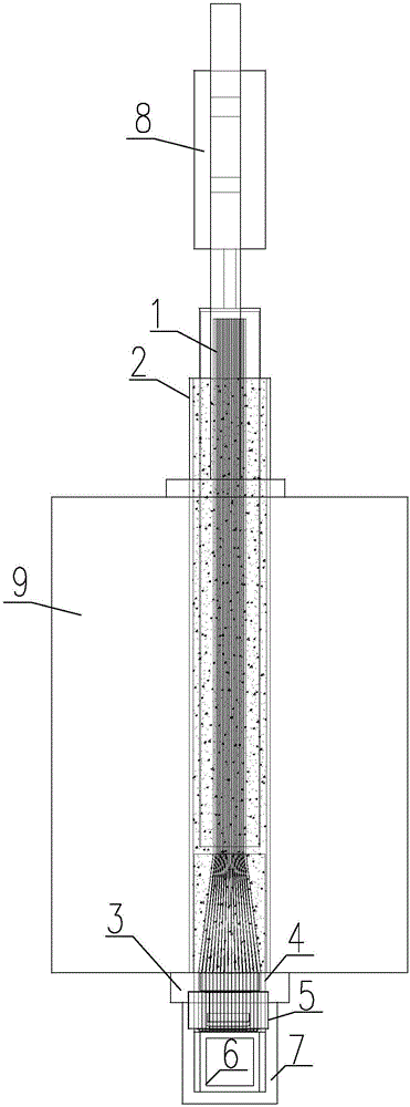 Full-bundle ejecting-drawing assembly for hanging rod replacement hole cleaning and method for dismounting old hanging rod