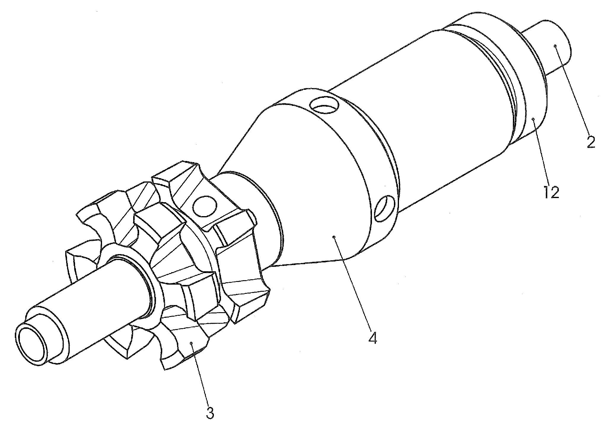 Boring head method and boring head for a ground boring device