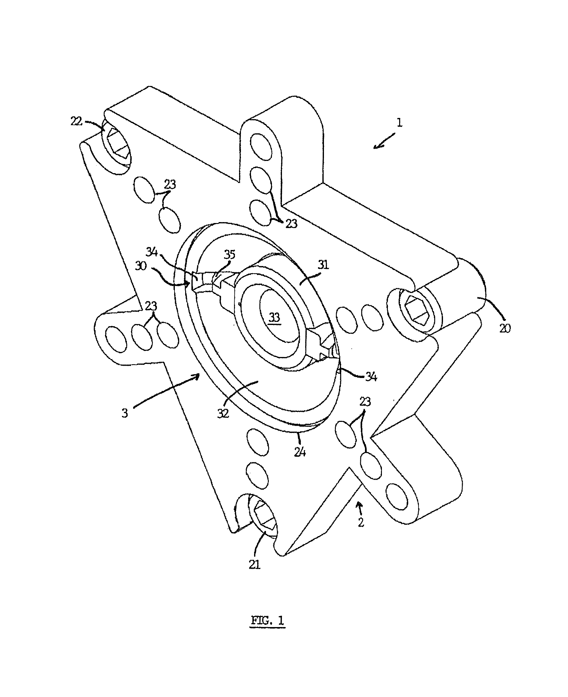 Mounting assembly for adjustably mounting frame parts onto wall or into wall opening, enabling positional adjustment of frame part in multiple directions