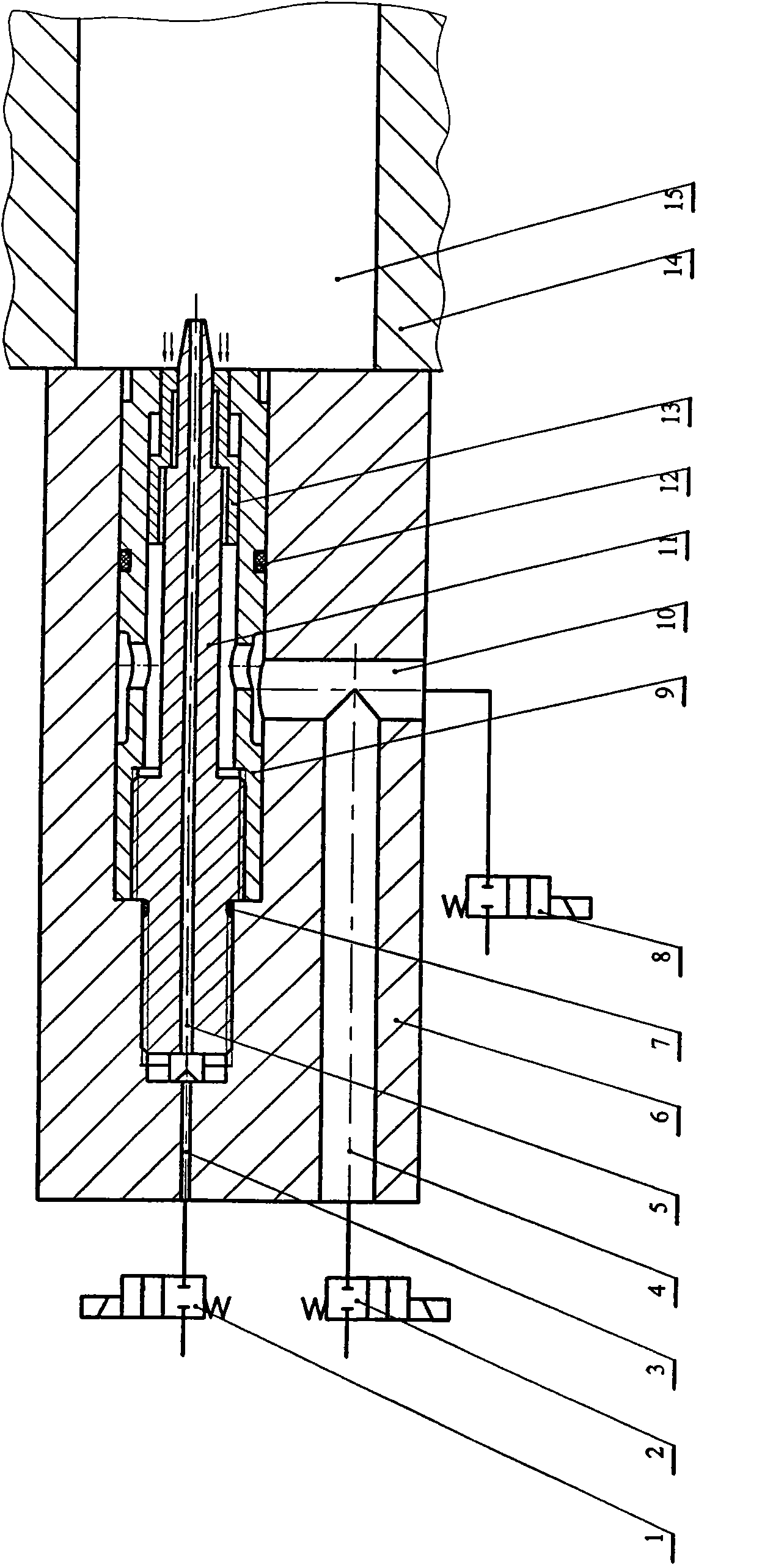 Movable core type squirt cut device applied to water-assisted injection molding