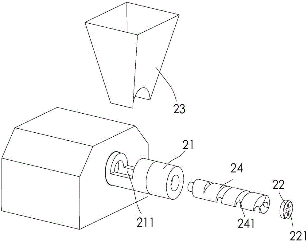 Device for kneading and extruding dough