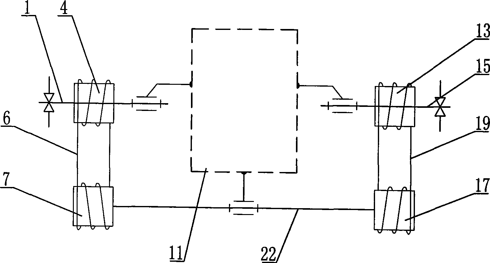 Cable type differential for detection vehicle
