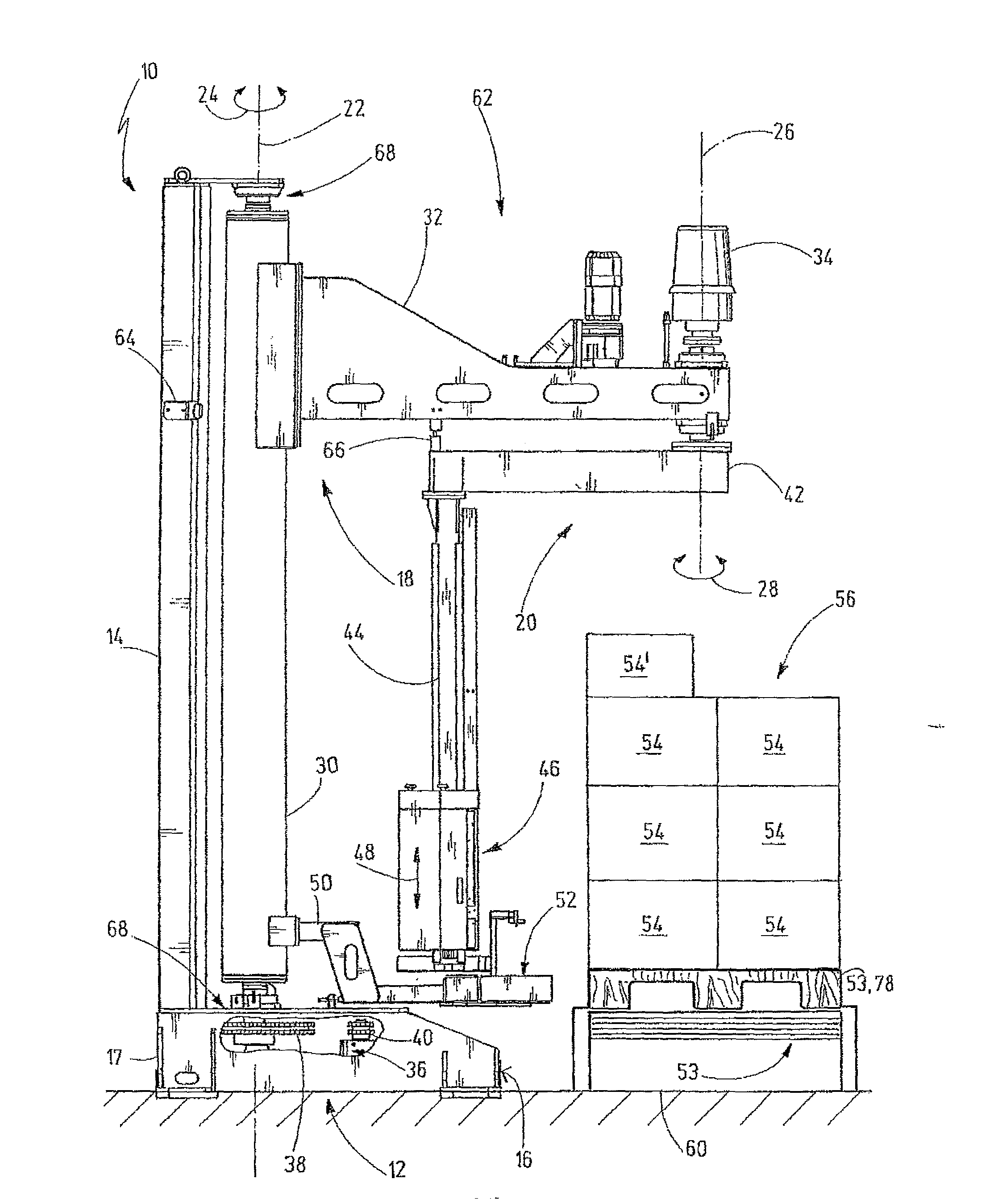 Packing station and method for automated loading of piece goods on a load carrier including subsequent foil wrapping