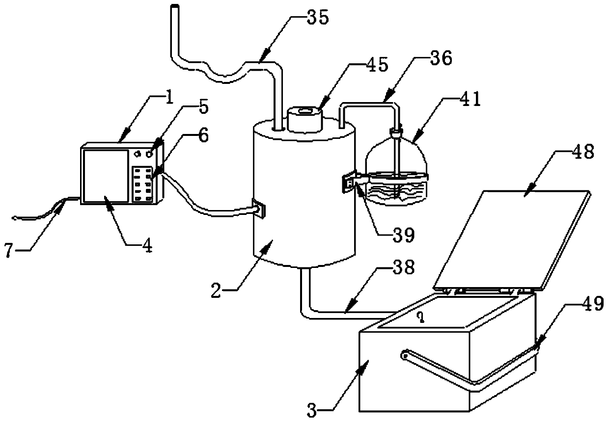 A drainage auxiliary device with a self-contained cleaning and disinfection system