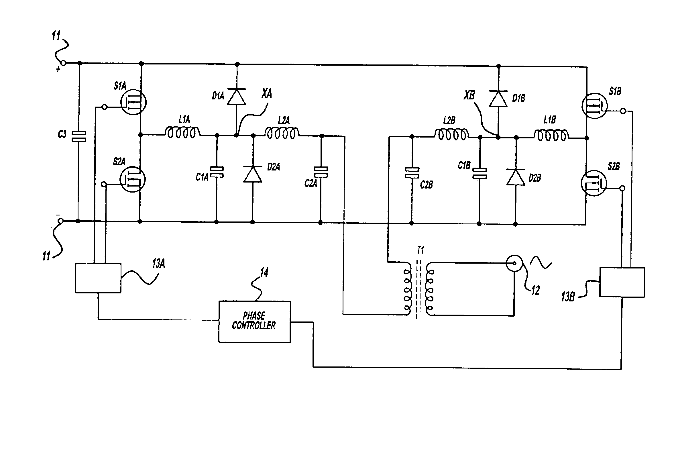 Class E amplifier with inductive clamp