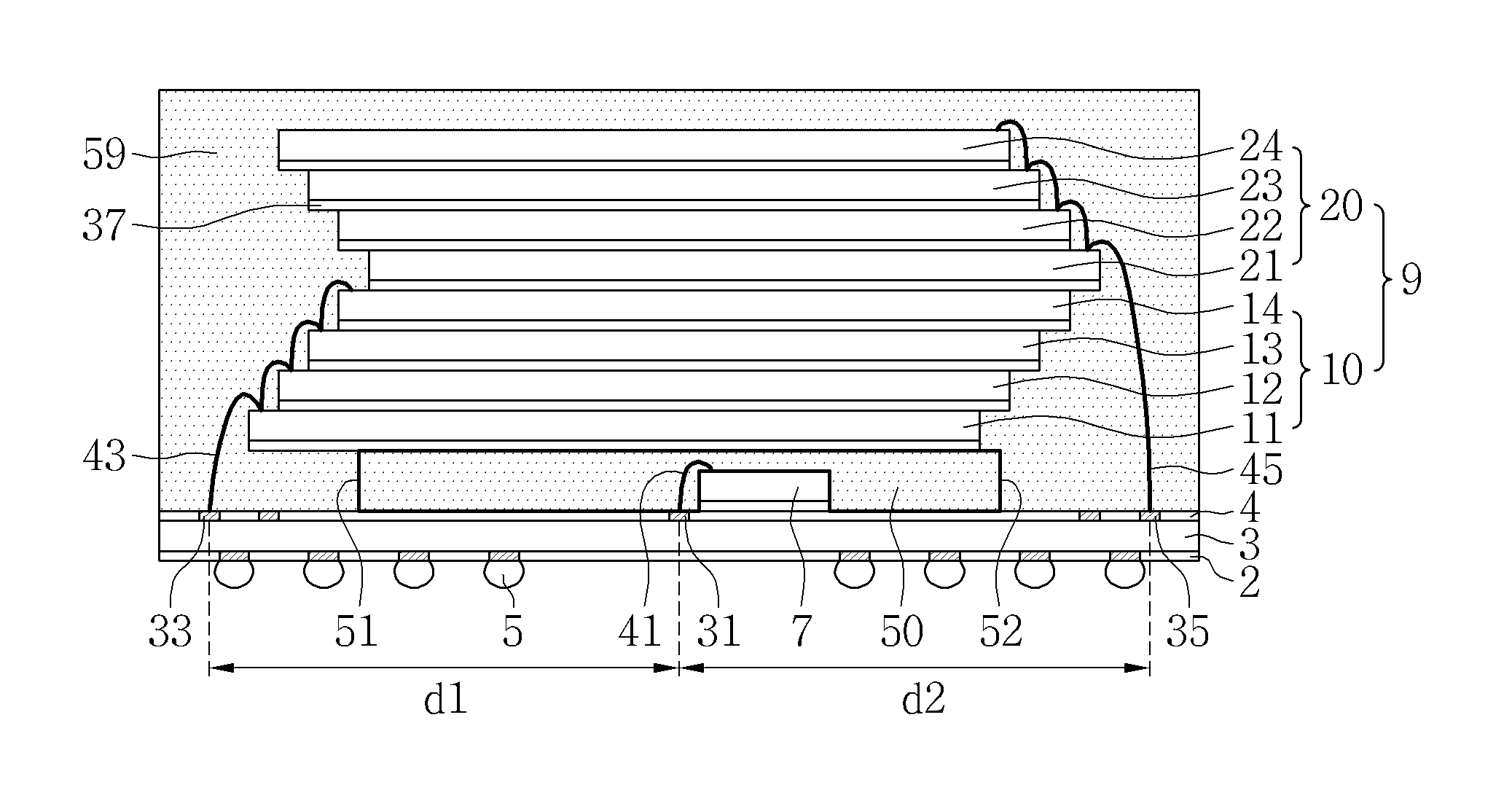 Semiconductor package having plural semiconductor chips and method of forming the same