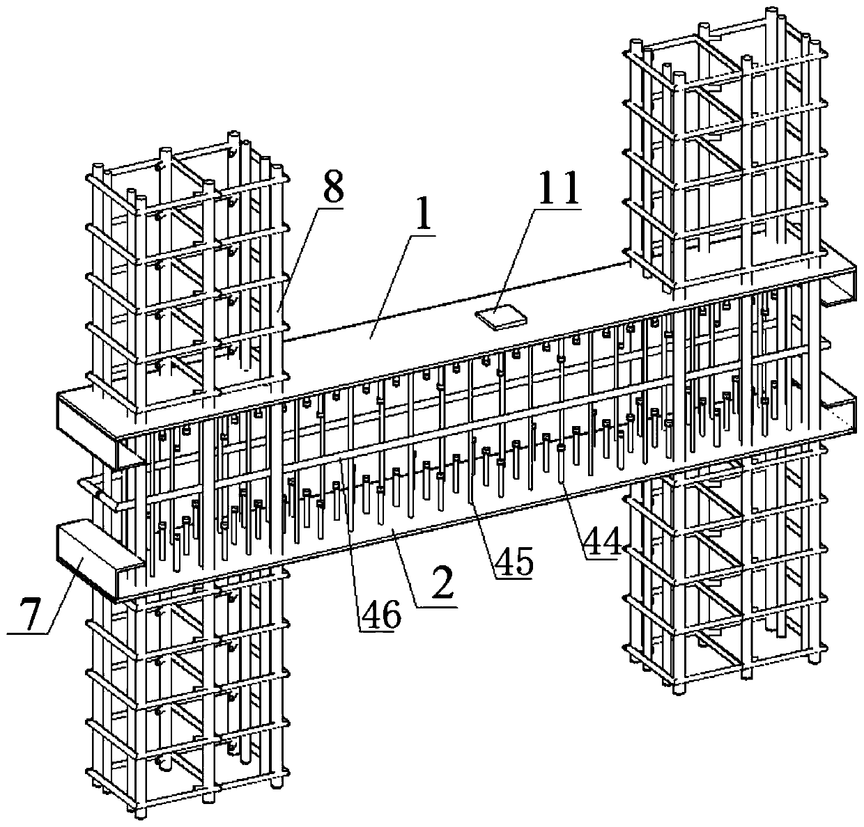 Double steel plate concrete composite energy dissipation coupling beam, and construction method
