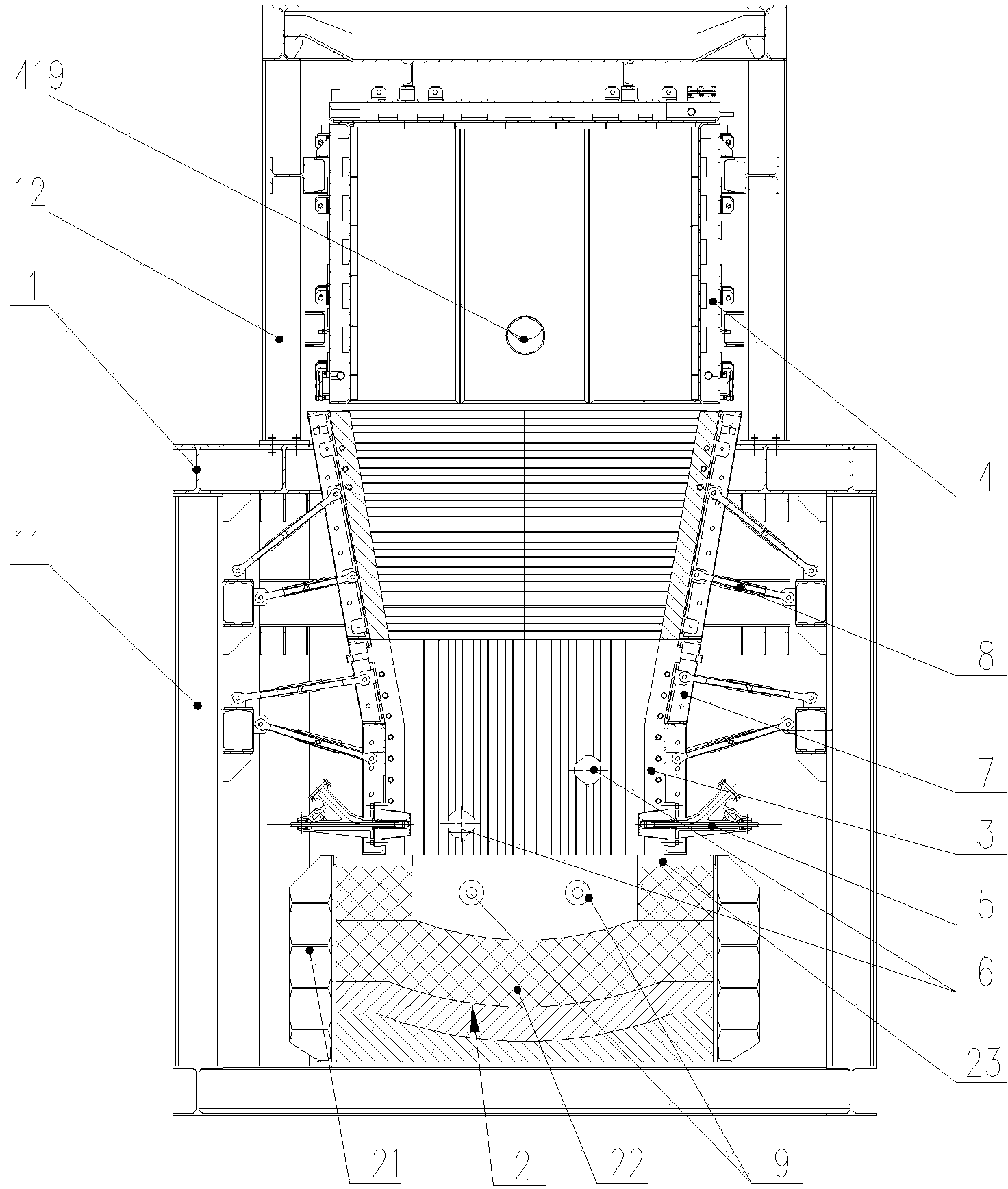 Oxygen-enriched smelting furnace for treating low-grade multi-metal material