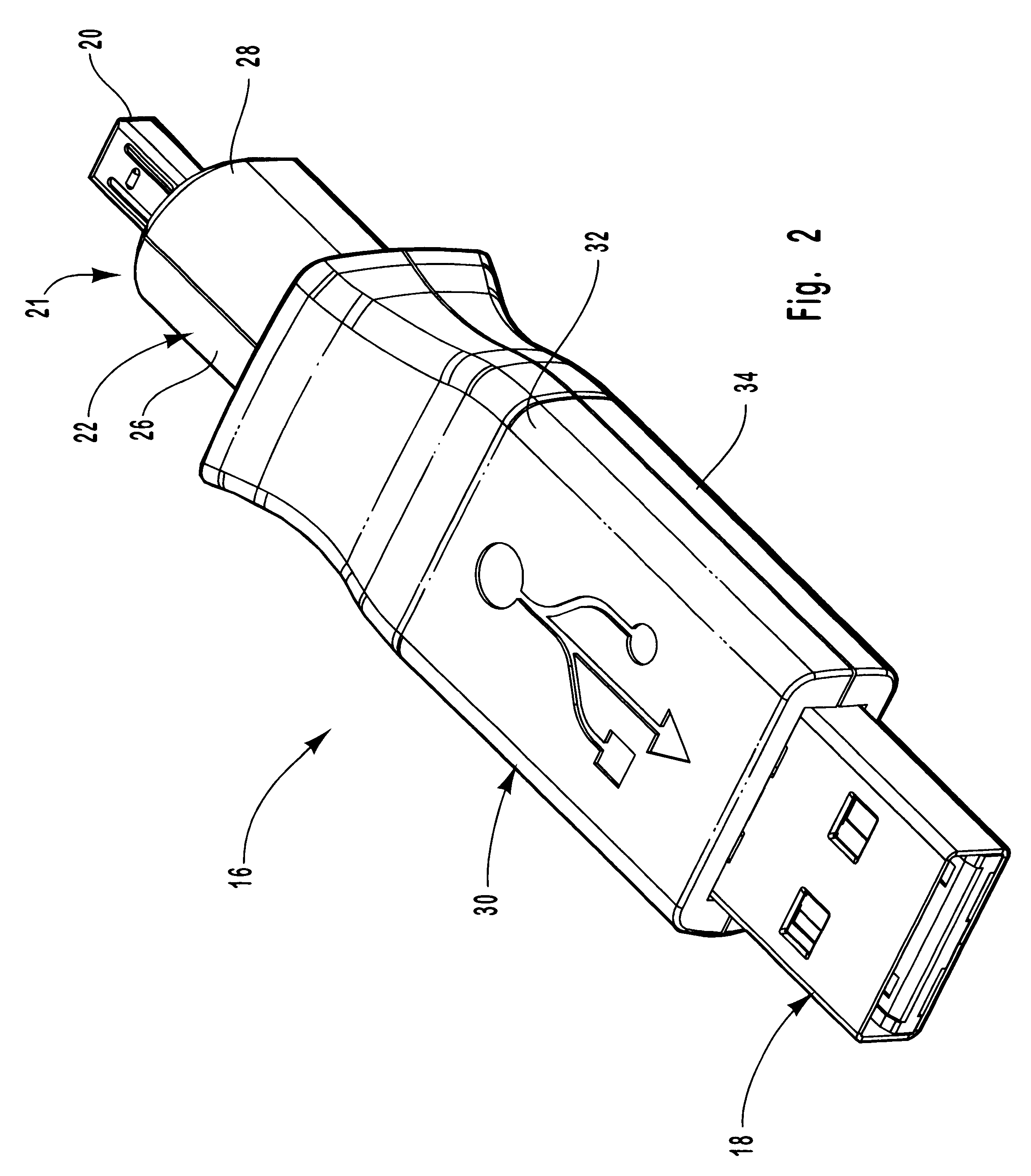 Rotating connector adapter with strain relief