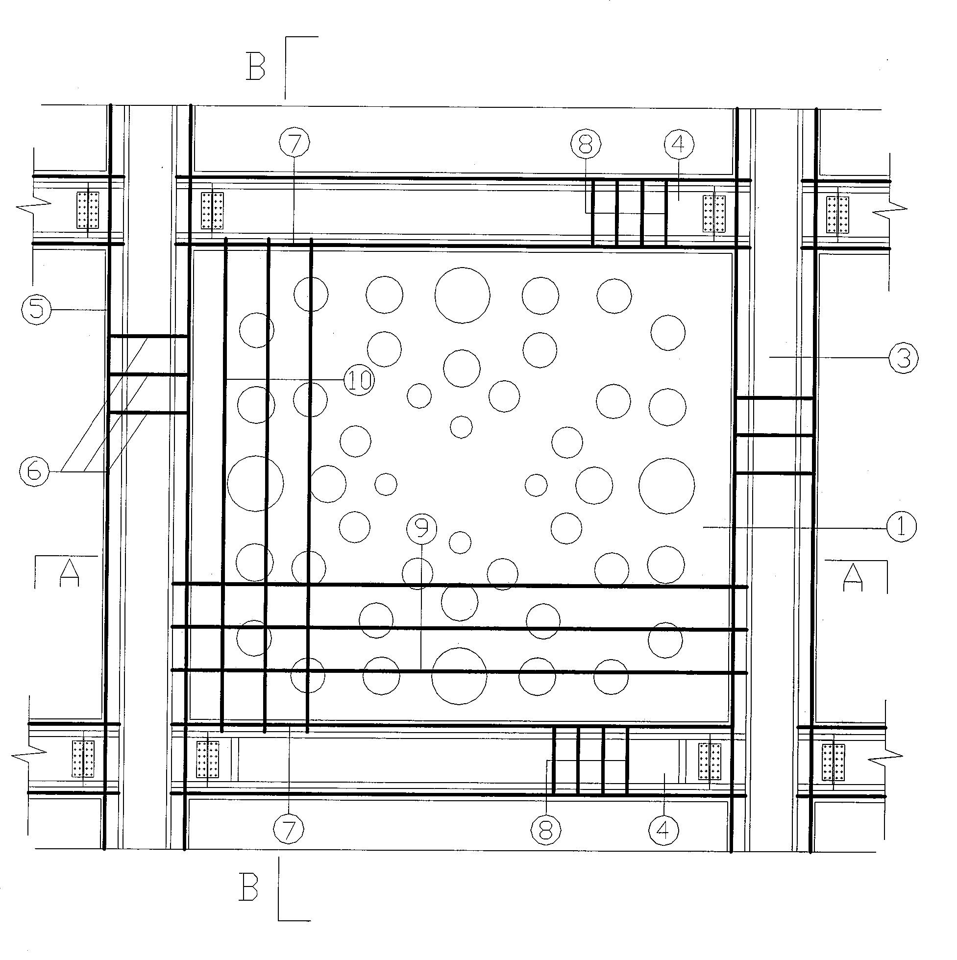 Section steel concrete- punched steel plate-concrete combined shear wall and method for producing the same