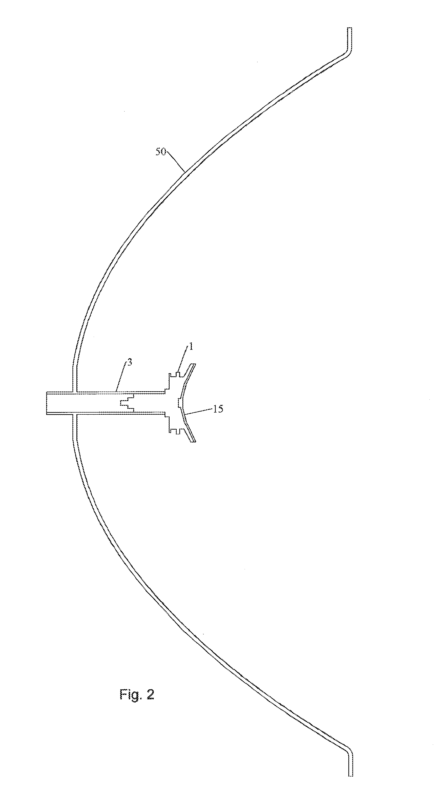 Method for dish reflector illumination via sub-reflector assembly with dielectric radiator portion