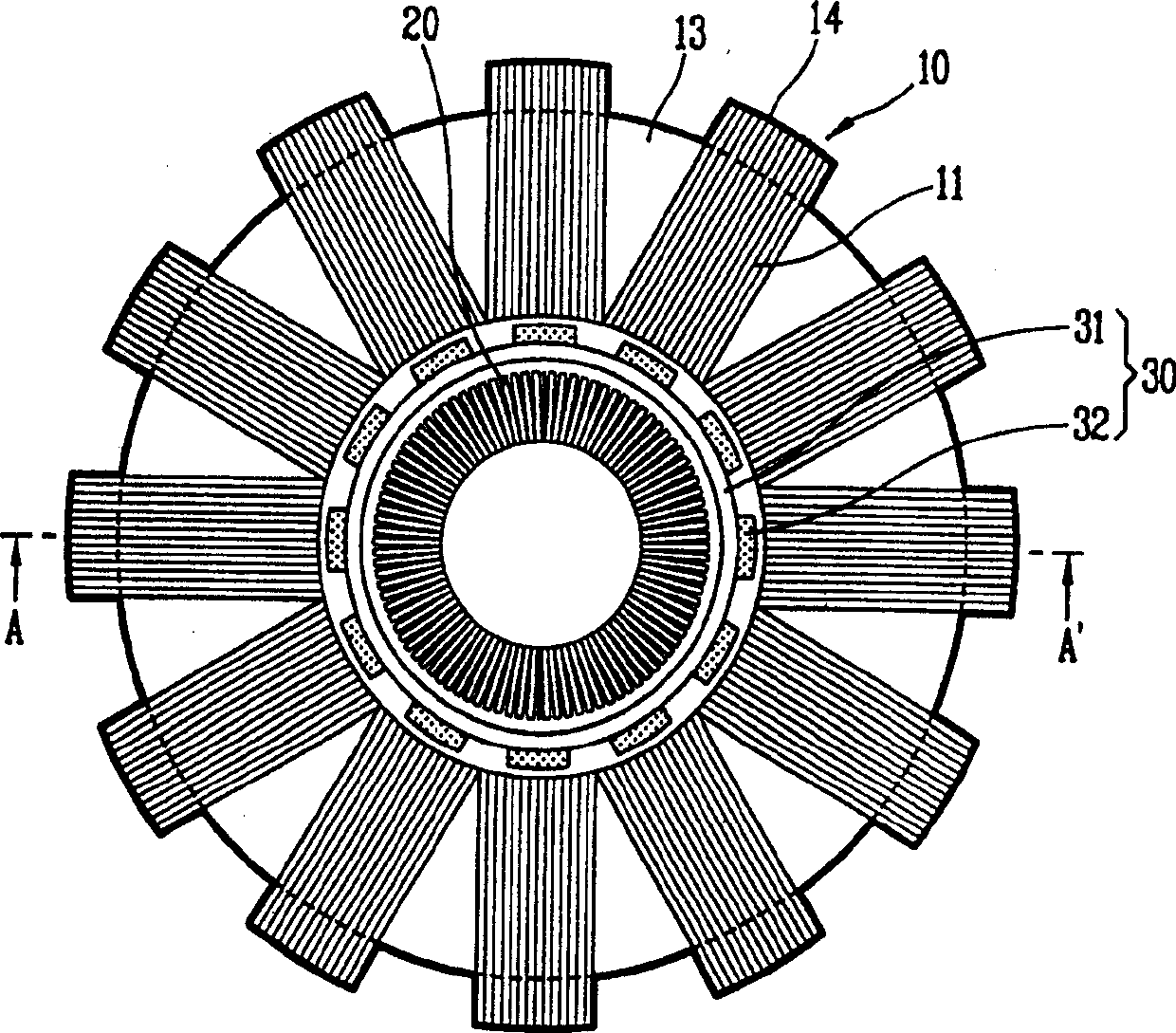 External core structure of linear motor stator and assembly method thereof