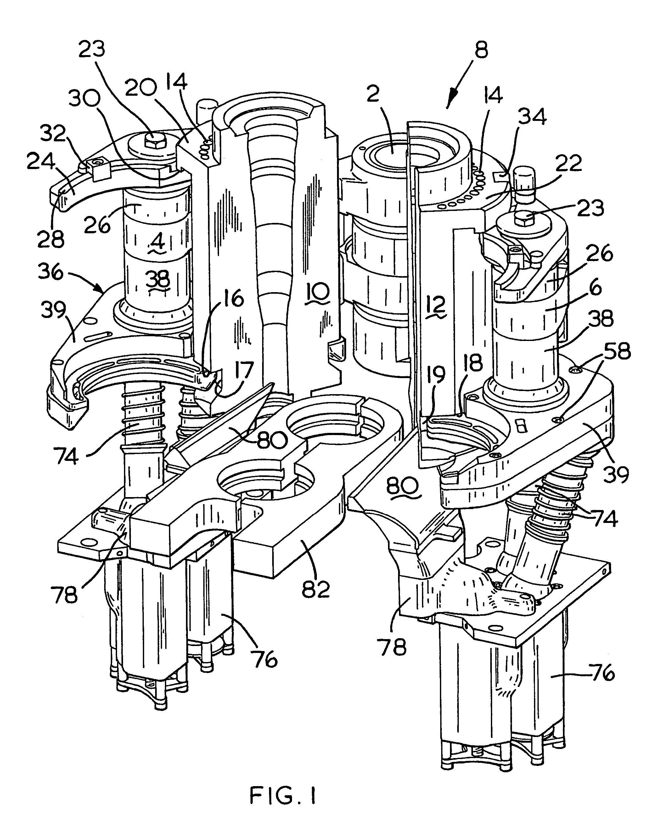 Mold support mechanism for an I.S. machine