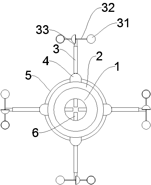 Double-spin vortex breaking device for inhibiting vortex-induced vibration of steel tube high-rise structure