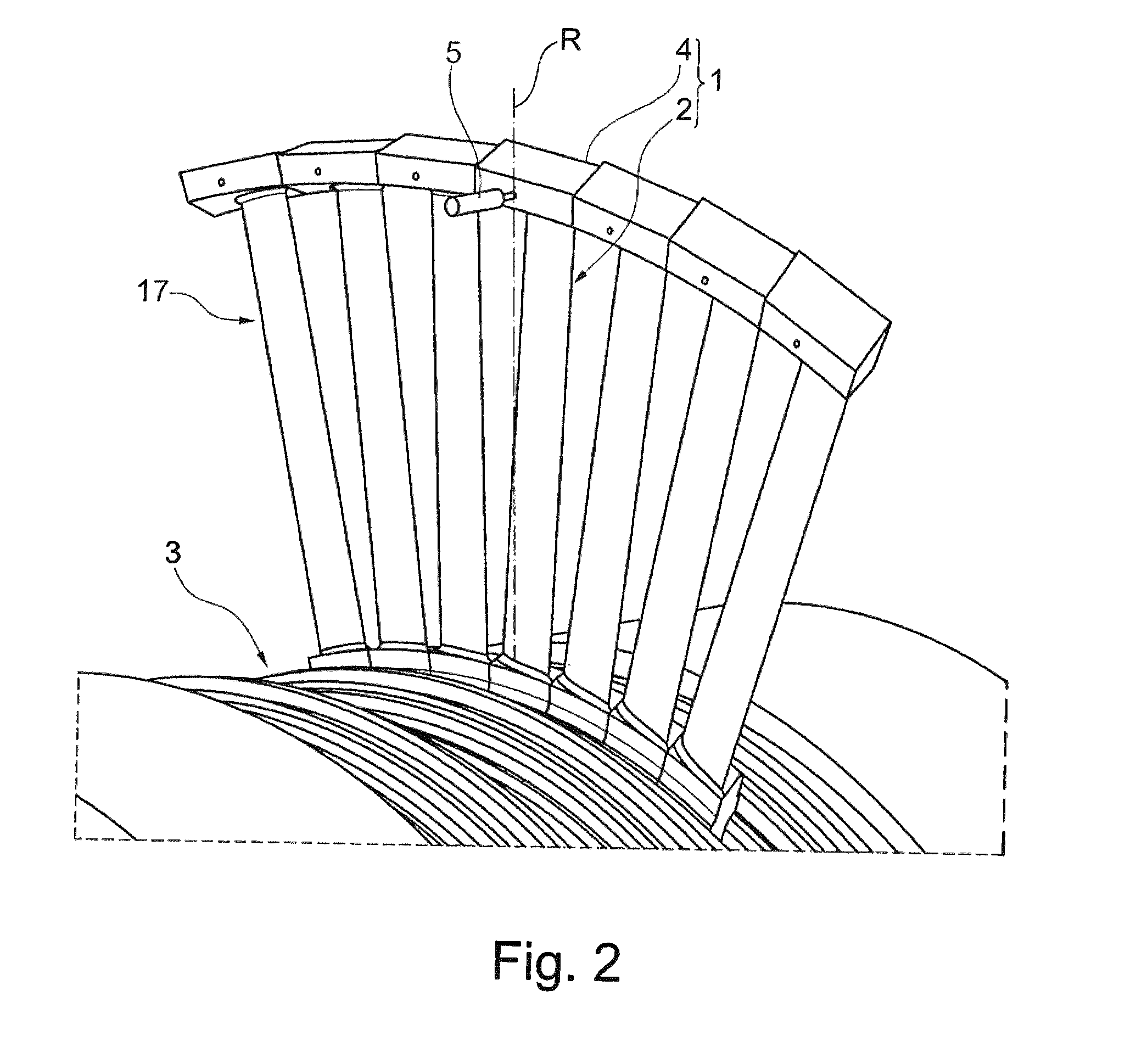 Tool for measuring radial stacking angle of blades, measuring method and blade