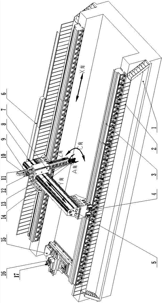 Large-sized bridge type gantry mixed machining machine tool and machining method thereof
