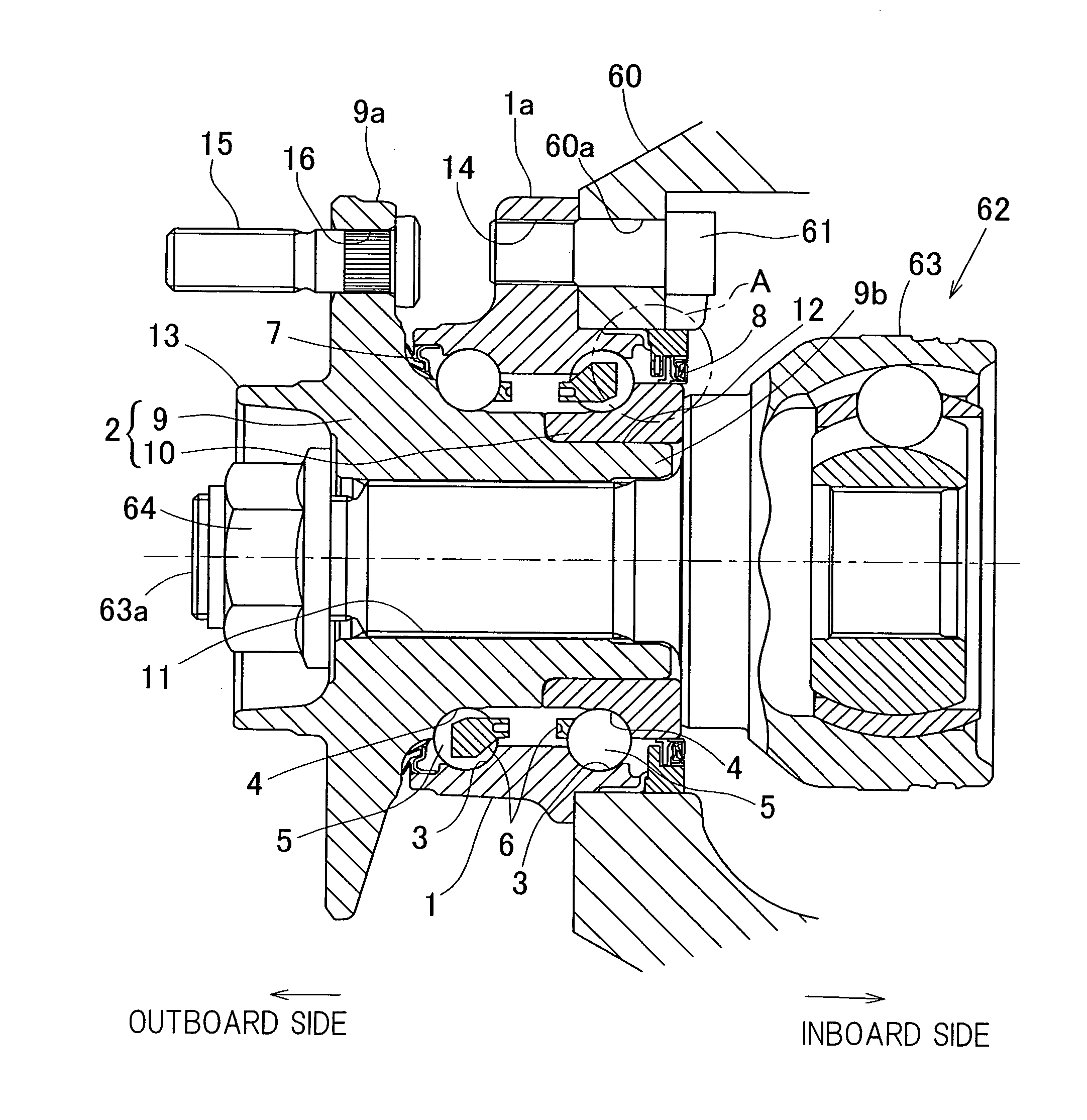 Wheel bearing device with rotation detector
