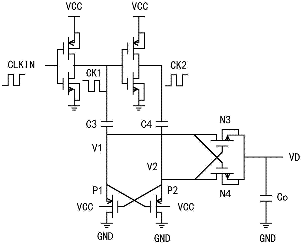 A CMOS on-chip DC negative voltage generating circuit