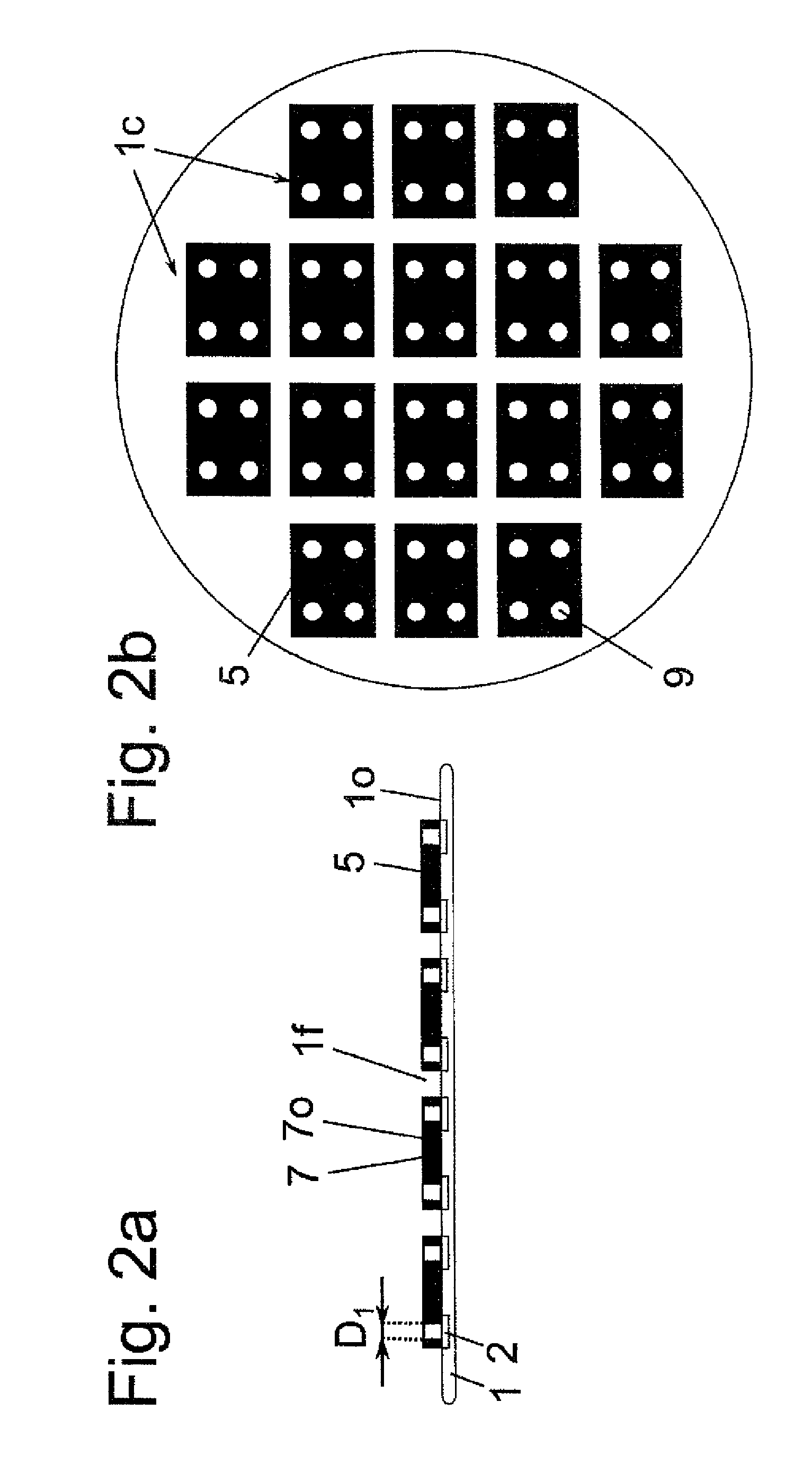 Method for fastening chips with a contact element onto a substrate provided with a functional layer having openings for the chip contact elements