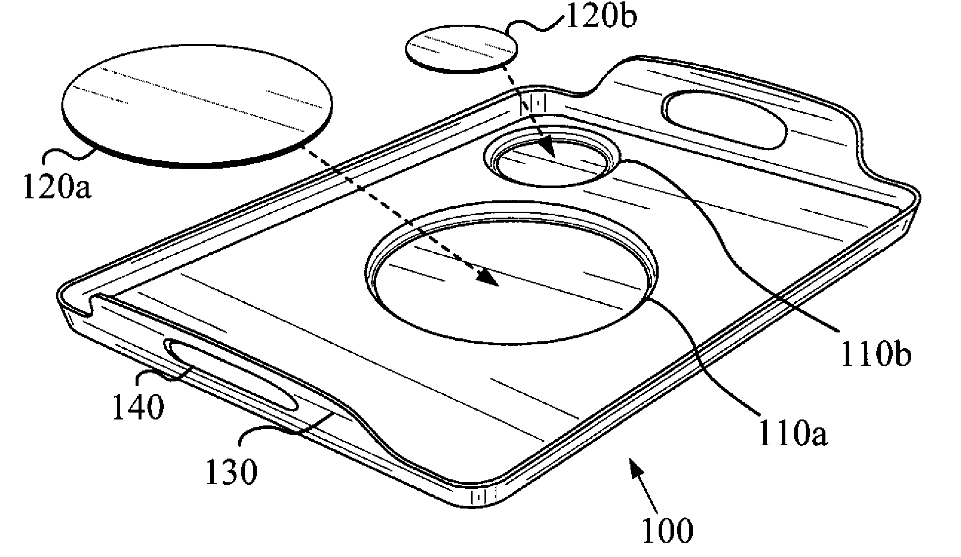 Food tray with non-slip inserts