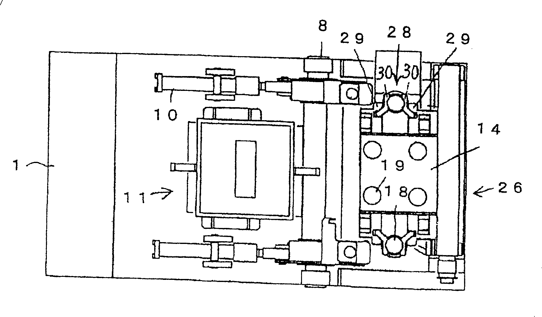 Method of forming molding-flask-less, upper and lower molds and device therefor